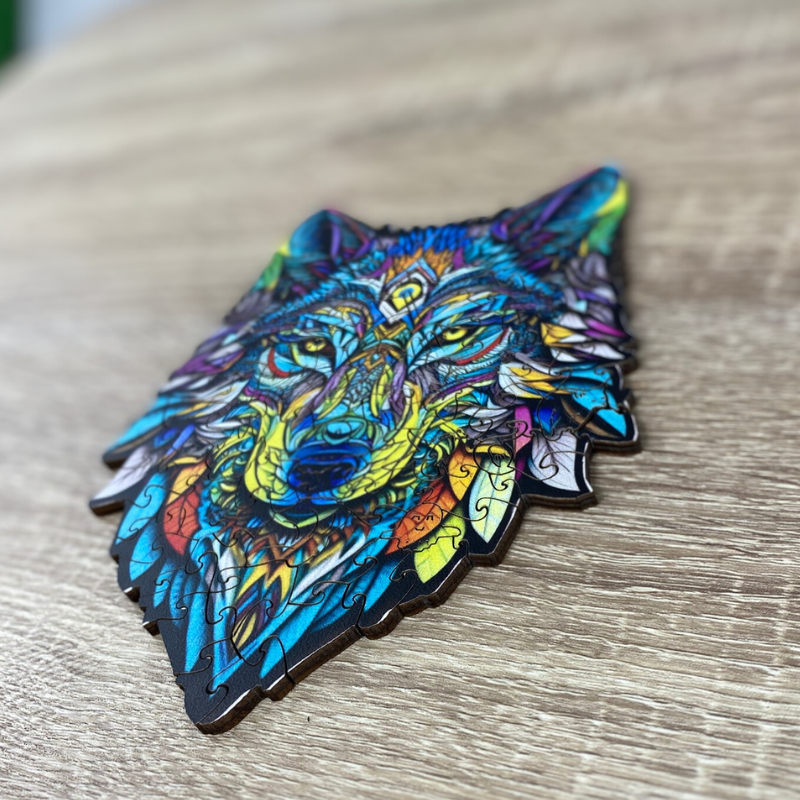 Puzzle en Bois Coloré - Loup