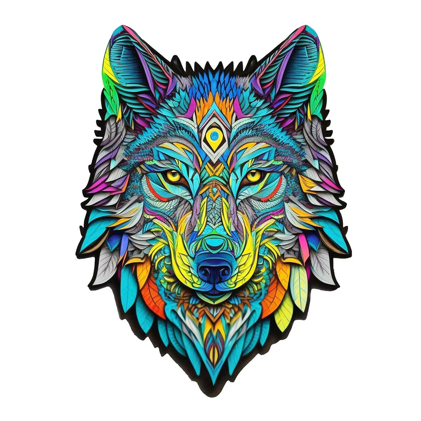 Unique Wolf Pattern Wooden Puzzle, Adult Children'S Wooden Educational Toys, Holiday Gifts, Wooden DIY Crafts, Educational Toys