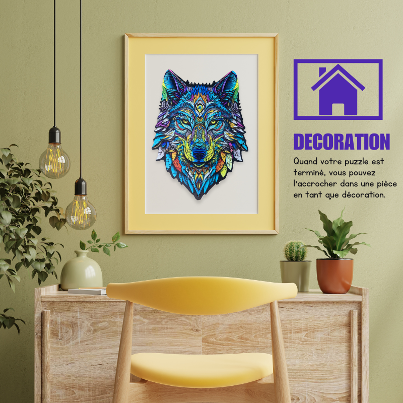 Puzzle en Bois Coloré - Loup